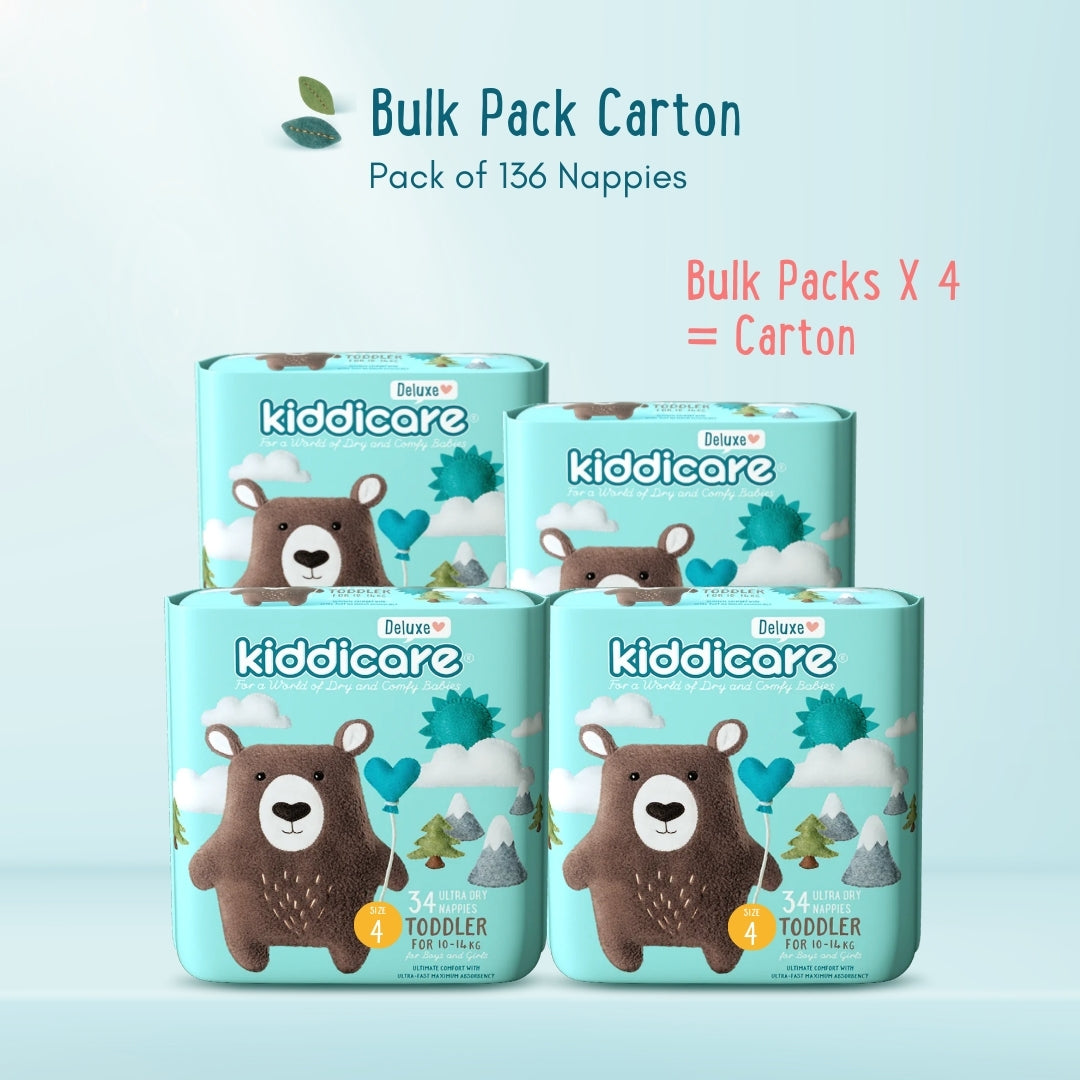 Deluxe Premium Unisex Diapers Toddler Size 4 / 4 Bulk Packs Bundle